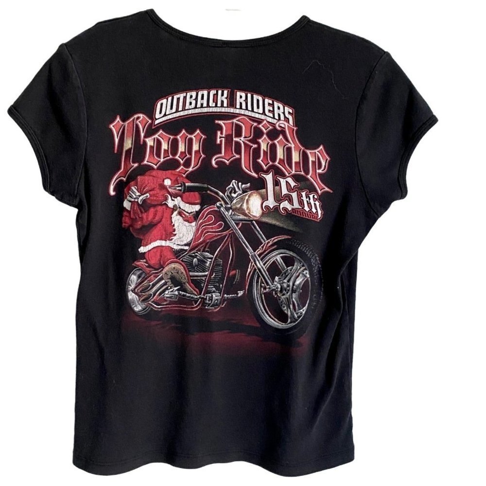 Outback Riders Toy Drive Tee Shirt Santa Motorcycle Youth Large